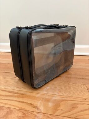 Calpak Large Black Clear Travel Toiletry Bag Cosmetic Case